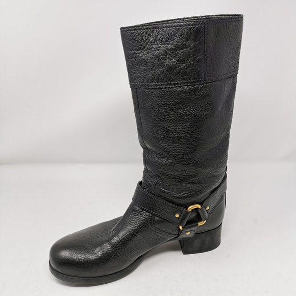Prada Leather Boots with Gold Link Detail - Picture 4 of 12